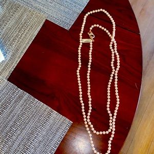 henri bendel 72” pearl rose gold necklace